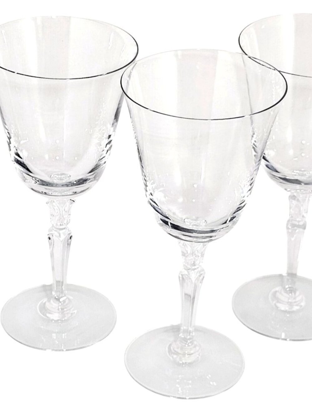 3 Fostoria Promise Goblets 7.5" Crystal water glasses elegant floral stem tulip - Picture 2 of 6